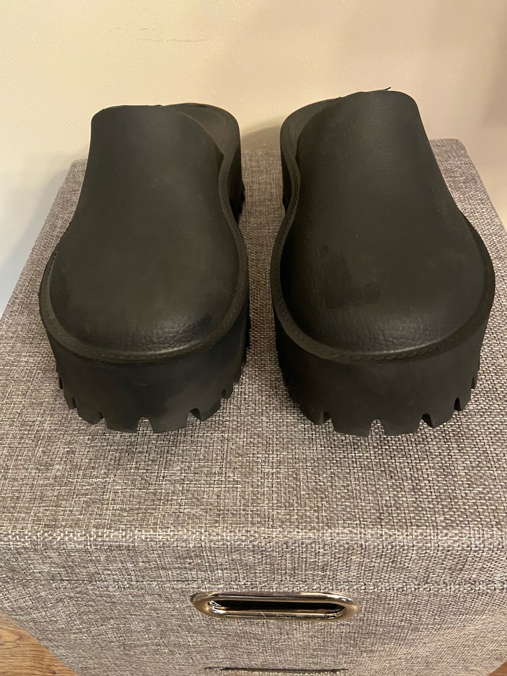 Jeffrey Campbell Black Platform Slip-On Clogs